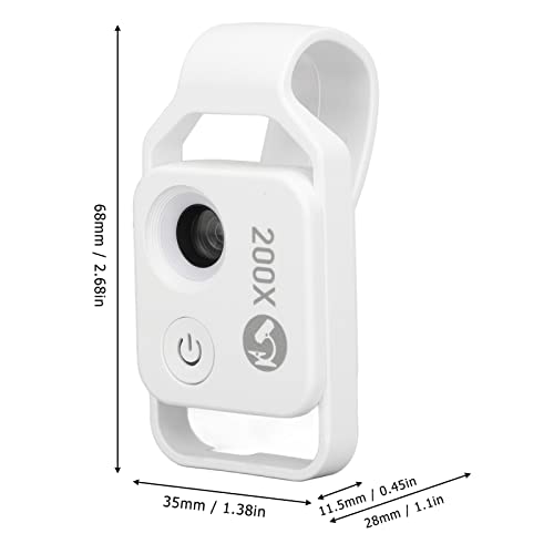Image of Phone Microscope Lens,200X Mini Microscope Clip Design,Portable Microscope with LED Light CPL for Jadestone Metal (White)