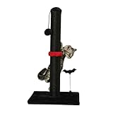MECOOL Cat Scratching Post Premium Sisal Scratch Posts with Hanging Ball Vertical Scratcher for Indoor Cats and Kittens,Black
