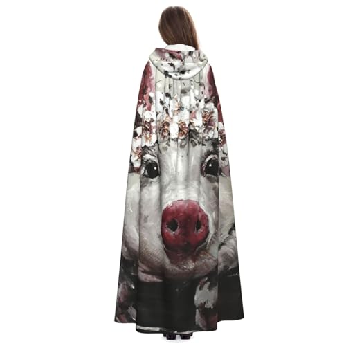Cape à capuche imprimé cochon fleurs viking médiéval costume Halloween - 5