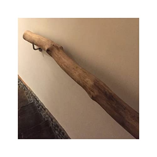 HOMEft) Barandilla rústica para balcón, barandilla de escalera montada en la pared para el hogar, jardín, loft, terraza, grano de madera natural, 6 pies