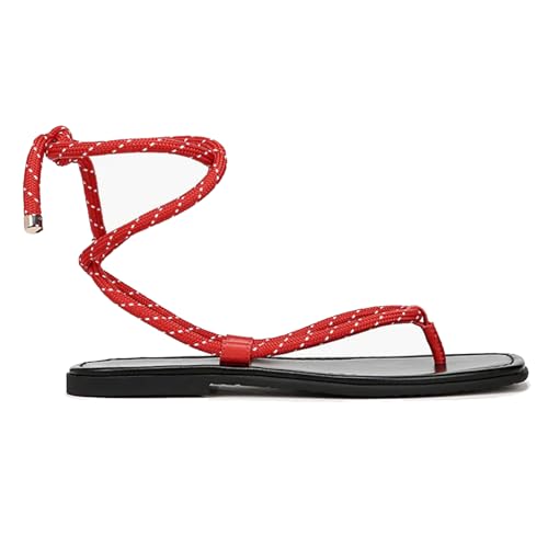 Rope Flat Sandals for Women Strappy Open Toe Thong Sandals Summer Slingback Slip On Slide Sandals with Adjustable Strap4