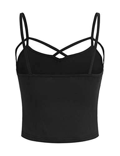 SweatyRocks Women's Spaghetti Strap Crop Top Criss Cross Camisole Tank Tops2