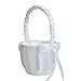 WIIIW Eleganter weißer Blumenmädchen Korb, Hochzeitskorb für Blumenmädchen, süßer Satin Blumenmädchen Korb, Blütenblatt Satin Schleife, Hochzeits Blumenmädchen Korb,Stil 1
