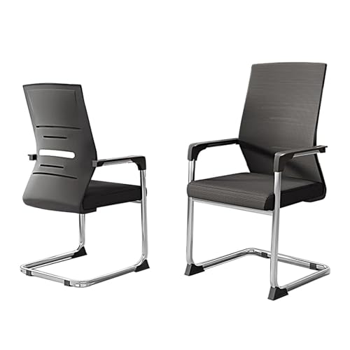 CYQQRDZSW Sillas para Salas de Conferencias, Silla Ordenador de Malla con Respaldo Medio, Paquete de 2 Sillas de Trabajo con Soporte Lumbar, Silla Oficina para el Hogar, Sala Espera(Gray)