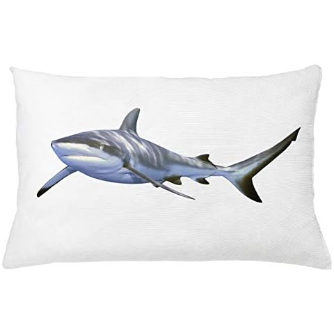 ABAKUHAUS Tiburón Funda para Almohada, Arte Futurista Gran Arrecife, Azul Gris Blanco Cover