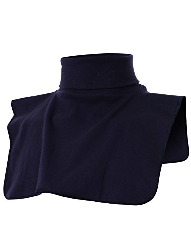 Ohoo Ribbed Cotton Blend Fake Turtleneck Dickey Collar Lightweight Detachable Mock Layering Accessory for Men Women / DCT021-NAVY-M