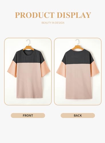 Eytino Womens Plus Size Tunic Tops Crewneck Short Sleeve Color Block Pullover Shirts (1X-5X)4