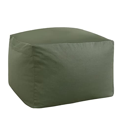 ビーズクッションカバー 人をダメにするクッションカバー ソファーカバー オールシーズン対応 無地 コットン 65x65x43cm (M, ダークグリーン)