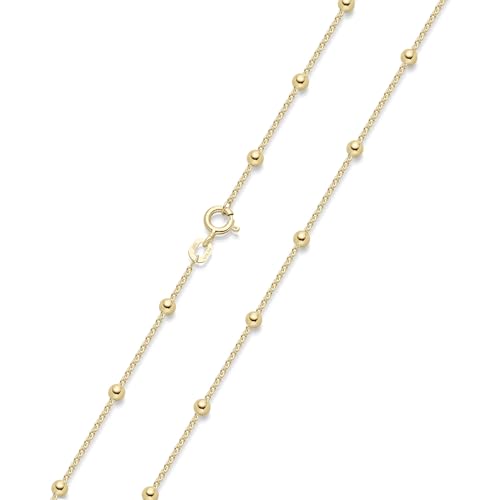 MATERIA Gold Kette Damen Kugelkette - 925 Silber Damenkette Goldkette...