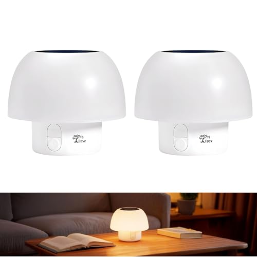 Image of Epyz Solar Table Lamp Rechargeable Outdoor Solar Lamps for Patio Waterproof, Dimmable Warm White and RGB LED Patio Lamp for Outside Terrace (Pack of 2)