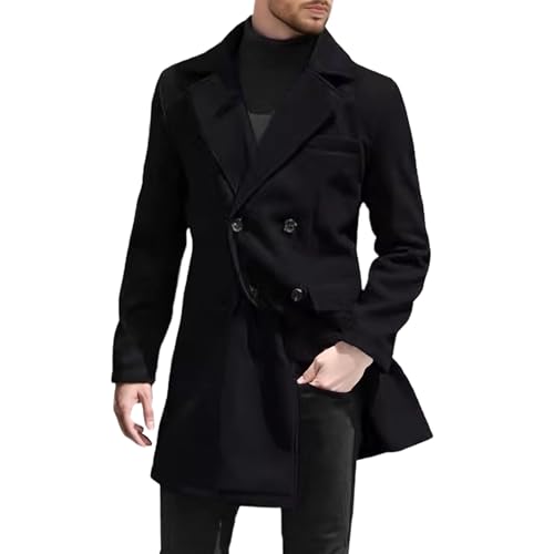 Trench ajusté en laine homme haut de gamme à revers cranté