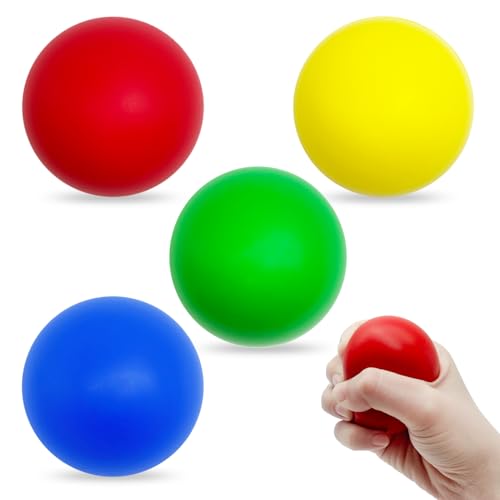 Cuackamily 4 Piezas Pelotas Antiestrés, Balones Antiestrés para Niños y Adultos, Pelota de Alivio de Estrés Pelota Mano Ejercicio Squeeze Ball Regalos de cumpleaños Navidad Alivio de Estrés y Ansiedad