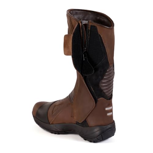 Image of Raida Explorer Mens Motorcycle Boots | Ankle, Shin, & Heel Protection | Memory Foam Insole | Leather (Brown, 12)