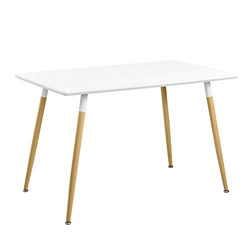 [en.casa] Mesa de Comedor para 4 Personas [120x70cm] Mesa de Cocina Rectangular Blanca