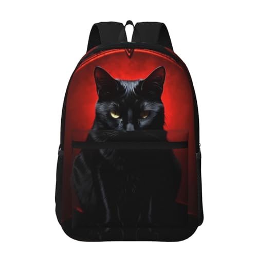 WBQLSL Zaino con stampa di gatto spaventoso, 43,2 cm, unisex, adatto per lavoro, escursionismo e campeggio, nero, taglia unica, Nero, taglia unica