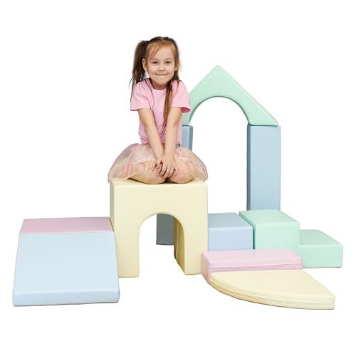 IGLU SOFT PLAY 10 XL Softbausteine Schaumstoffbausteine Riesenbausteine Baukl&ouml;tze Spielbausteine Pastel Farben (helles Pastell)