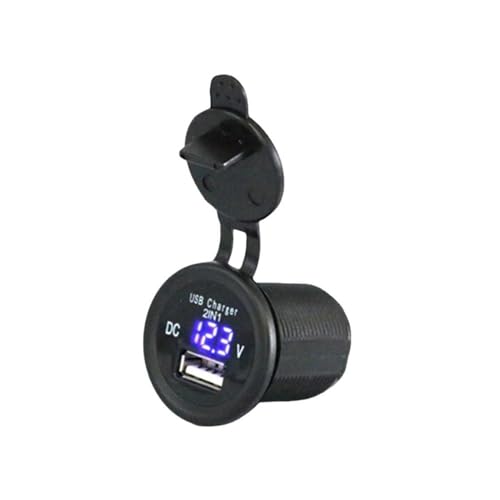 5V 2.1A Charging Port with Voltage Detection Modified Single USB + Voltage Meter 12-24V Input for Marine Truck Motorcycle Car etc