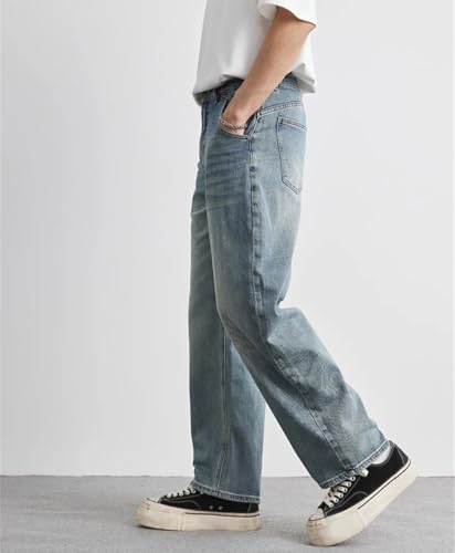 Men's Straight Retro Jeans Soft Casual Denim Pants with Pockets 5