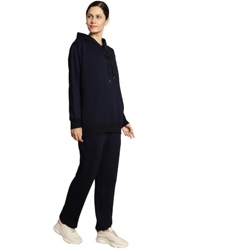 Image of Mack Jonney Solid Hooded Cotton Fleece tracksuit Co-Ord Set for Women-MACK32729