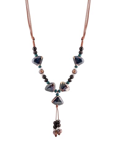 Collier perles géométriques céramique bohème MINACHI cordon réglable femme
