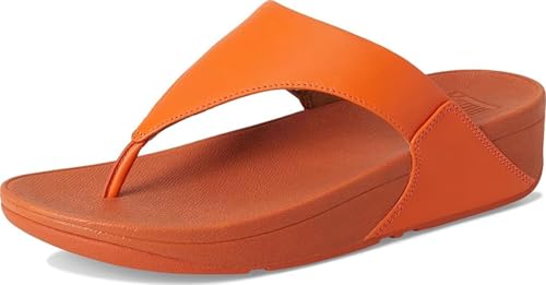 Image of Fitflop Lulu Leather Toepost Womens Platform Sandals in White, Satsuma, 6.5 UK