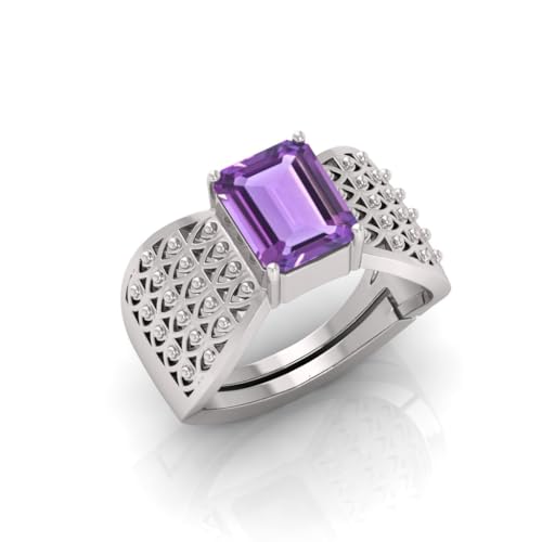 Bague Améthyste Contre le Stress Bague Réglable Panchdhatu Argenté 12 Ratti