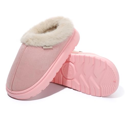 GOKTOW Fuzzy House Slippers for Women - Winter Slippers for Women Indoor & Outdoor, Non-Slip Easy Care