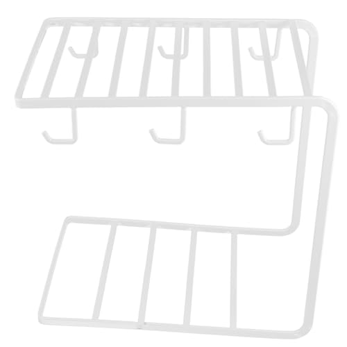 MUCKLILY Nordic Style Cup Stand Rack with Hooks for Mugs Simple Wrought Iron Plate and Cup Holder Multi Purpose Coffee Mug Drying Rack for Kitchen Office Rv and Outdoor Use Random Color