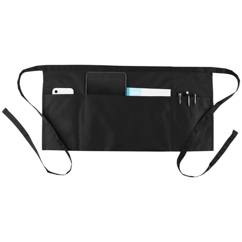 TLPCRKI Black Server Apron with 3 Pockets, Waterproof & Oil Resistant, Unisex, One Size Fits All