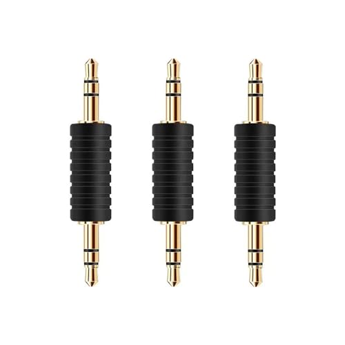 WISYIFIL 3.5mm 1/8 Stereo Audio Jack to 3.5mm 1/8 Inch Male to Male AUX Adapter Coupler Connectors Gold Plated （3 Pack）