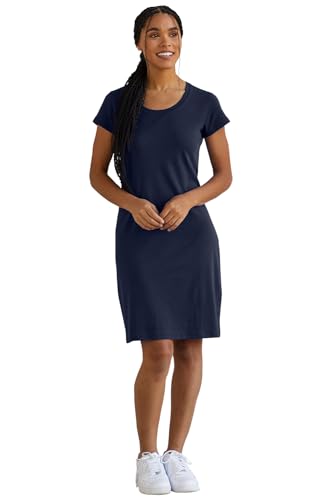 Image of Fair Indigo Women's Organic All-Cotton Scoop Neck T-Shirt Dress
