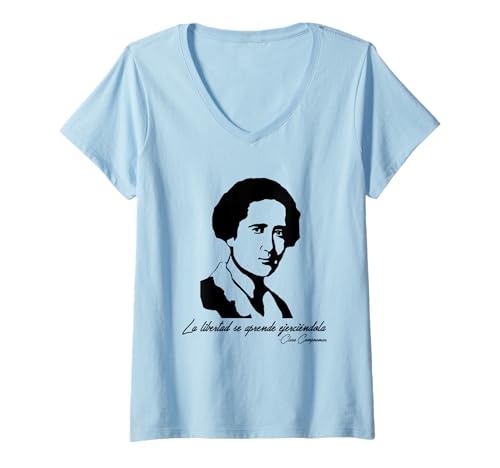 Mujer Clara Campoamor La libertad se aprende ejerciéndola Camiseta Cuello V