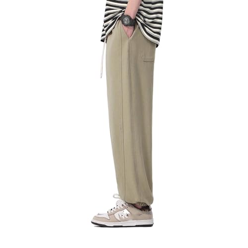 Men's Pants Summer Lightweight Thin Wide-Leg Cuffed Casual Sport Loose Commute Trouser