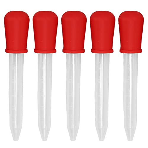 Liquid Pipettes Droppers Silicone Easy Cleaning Disposable Bulb Tip Kids Science Crafts (Red)