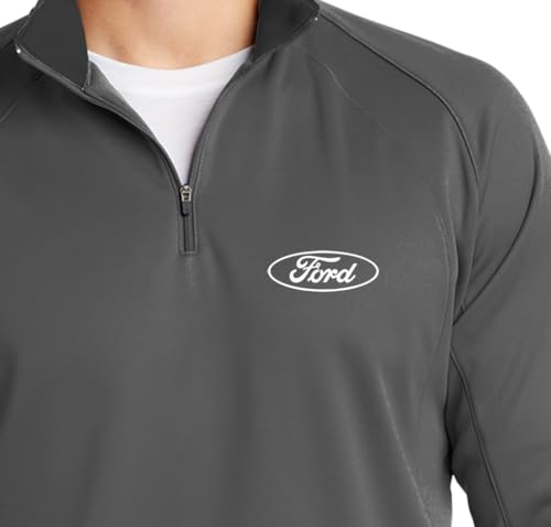 Mens White Ford Oval Logo 1/4 Zip Pullover4