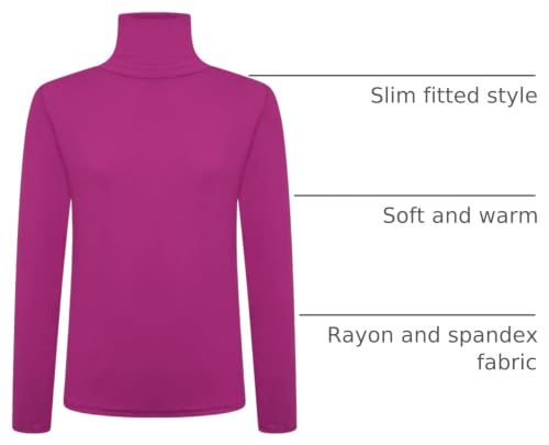 Image of Loxdonz Girls Long Sleeve Turtleneck Tee Shirt Kids Casual High Neck Tops T-Shirts | Youth Size 3-14