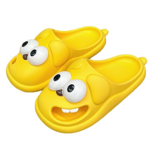 Summer Big Eye Dog Slippers, Unisex Cute Cartoon Comfy Slippers, Indoor Bathroom Comfy Flat Slide Shoes, Non-Slip Lightweight Shower Beach Pool Outdoor Slides