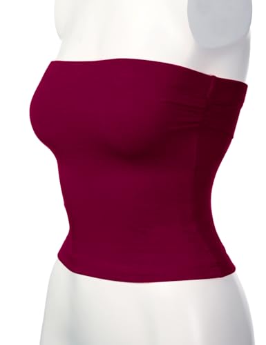 Image of Women's Shapewear Tube Tops Strapless Ruched Built-in Shelf Bra Casual