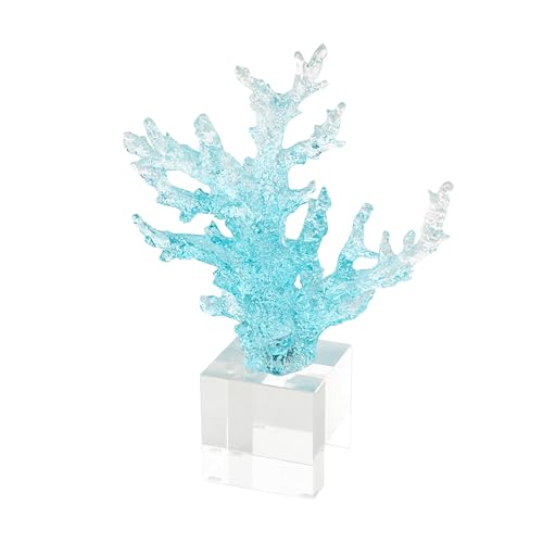 Escultura Decorativa de Vidrio Coral Azul 8 x 4 x 11 in miniatura 2