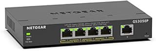 NETGEAR 5 Port Gigabit Ethernet Smart Managed Plus PoE Switch (GS305EP) - with 4 x PoE+ @ 63 W, Desktop/Wall mount