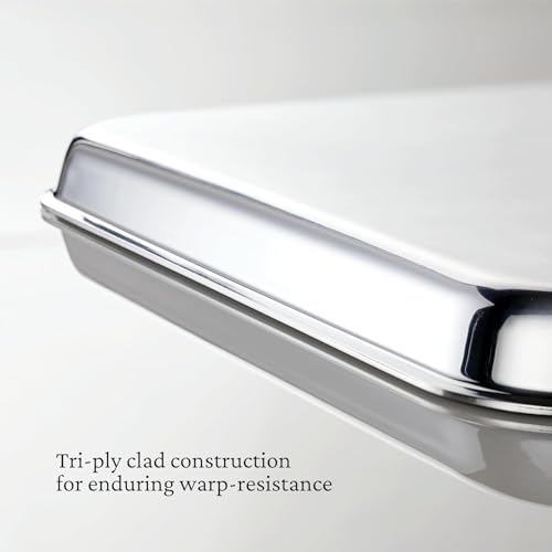 Image of Hestan Provisions OvenBond Tri-ply Clad Stainless Steel Medium Sheet Pan, 15 inch x 12 inch Cooking Surface (18 inch x 12.6 inch with Handles), Oven & Broiler Safe to 600F, Hand Wash Recommended
