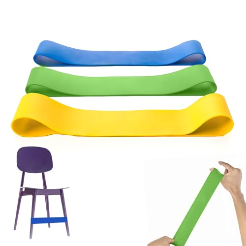 3 bandas para silla que ayudan a los niños con TDAH, bandas para silla sensoriales, juguetes para TDAH, cojín oscilante apto para niños con pies inquietos(0,4, 0,6, 0,8 mm, verde, azul y amarillo)
