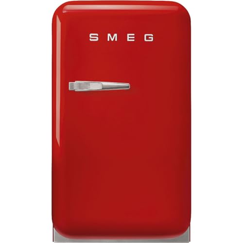 Smeg, FAB5RRD6 Minibar Kühlschrank, Vintage, eine Tür, 34 l, Scharniere rechts, kalt statisch, 2 verstellbare Einlegeböden, Flaschenhalter und LED-Beleuchtung, Höhe 72,5 cm, Rot