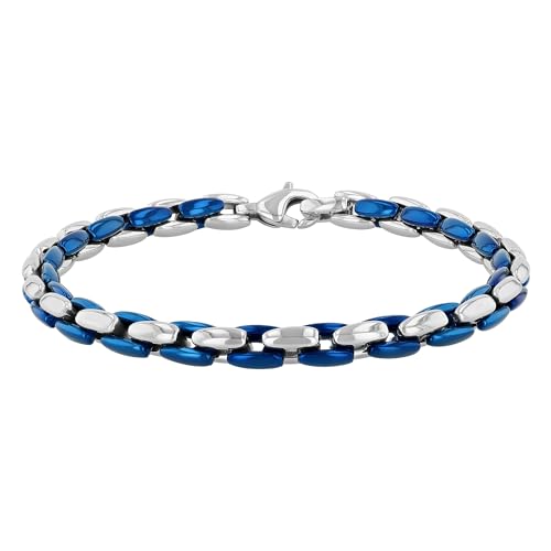 Pulsera de Cadena Bicolor para Hombre 9" Acero Inoxidable miniatura 1