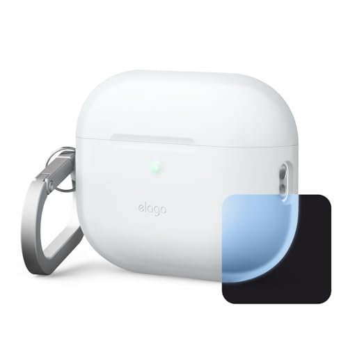 elago Compatible with AirPods Pro 3 Case - Premium Silicone Case with Carabiner Supports Wireless Charging Shock Resistant Full Protection Headphone Accessories (Nightglow Blue)