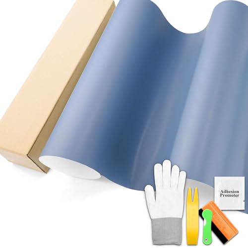 Film vinyle bleu porcelaine ultra mat pour véhicule sans bulles avec kit d'outils