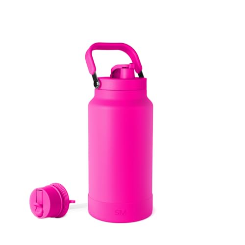 Image of Simple Modern Trek Pivot | Half Gallon Water Bottle Jug with Handle & Boot | Interchangeable Straw & Chug Lids | Large Insulated Stainless Steel | Sports Camping Outdoors | 64oz, Raspberry Vibes