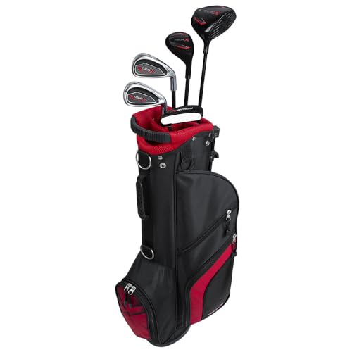 Merchants of Golf Tour X 5-Piece Junior Golf Complete Set with Stand Bag, Left Hand, 8-11 Age, Graphite, Regular