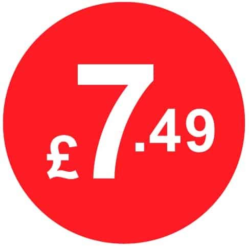 £ Red Price Stickers - 45mm, £7.49, 500 — image 1