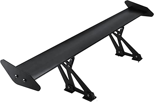 Mophorn Aileron Universel 110 cm arrière en Aluminium léger Spoiler Aile d'ange réglable Unique Pont Racing Spoiler Bgw Drift JDM Drift Noir
